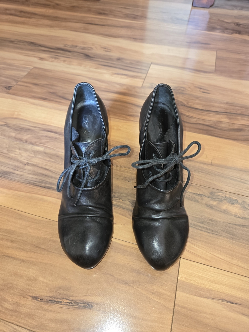 Marsell Italian Black Leather Lace-Up Heels